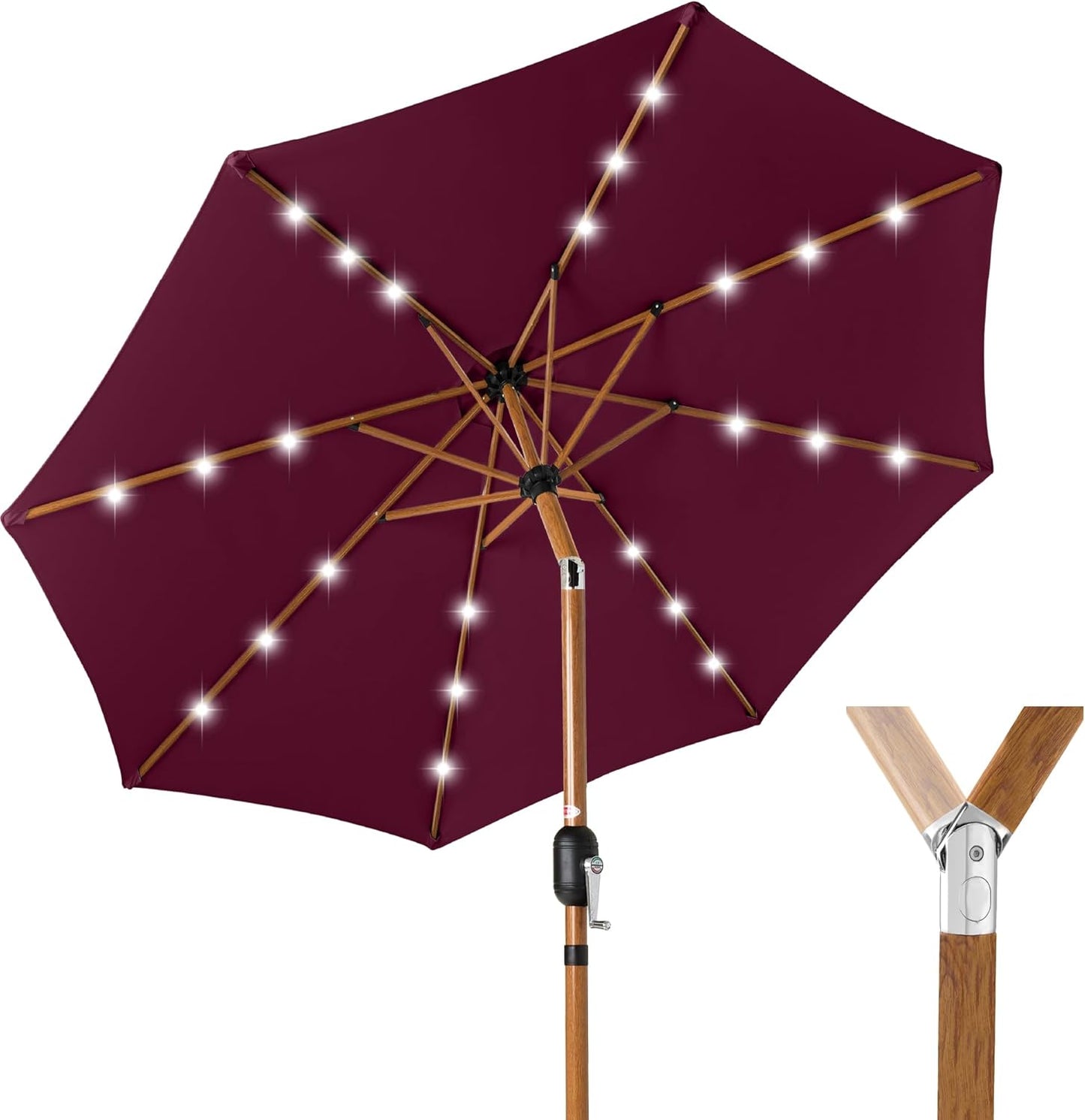 10ft Solar Market Patio Umbrella with LED Lights for Outdoors