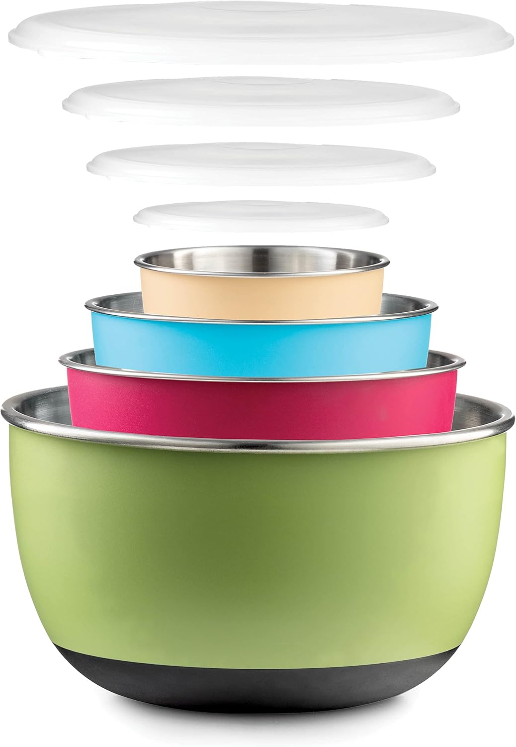 Double Wall Stainless Steel Mixing Bowls Set with Airtight Lids
