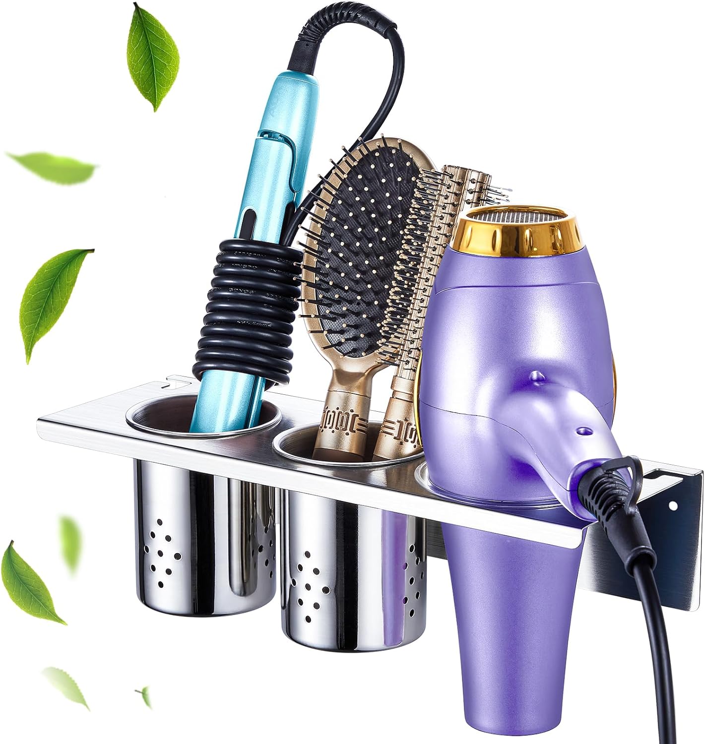 LOXSUN Hair Tool Organizer: Wall Mounted Stainless Steel Storage