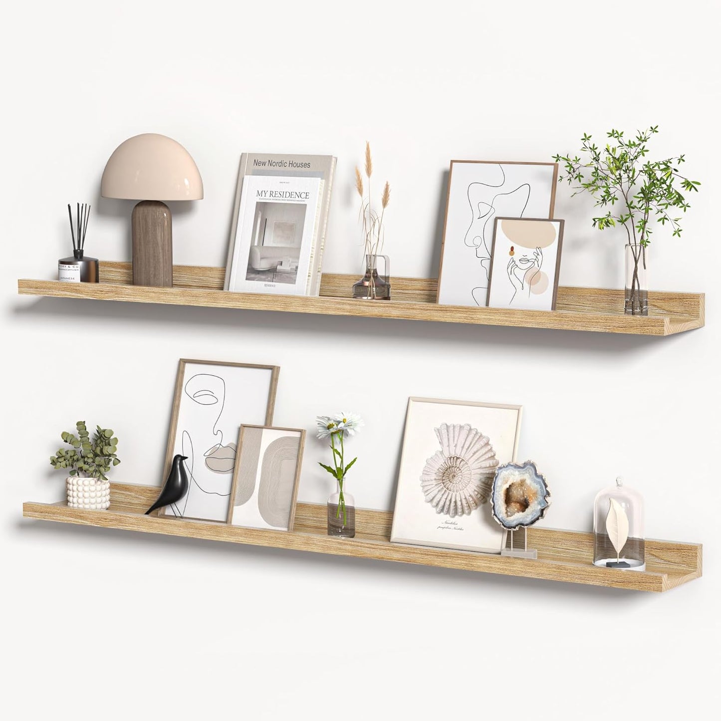 Floating Shelves for Wall, Rustic 48 Inch Solid Wood Set of 2