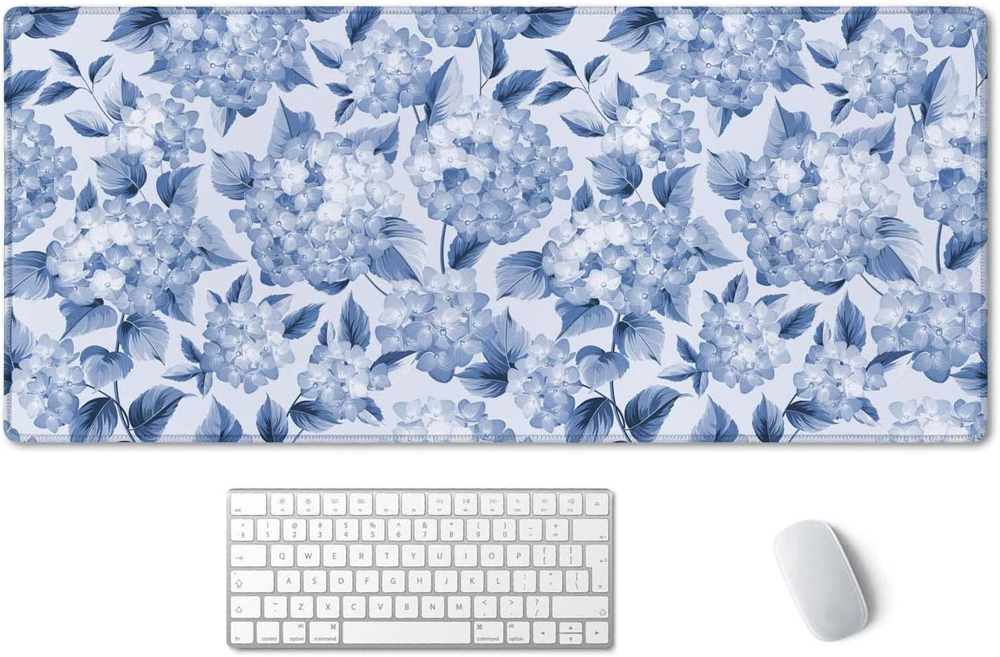 Blue Hydrangea Desk Mat - Large Waterproof Mouse Pad for Home & Office