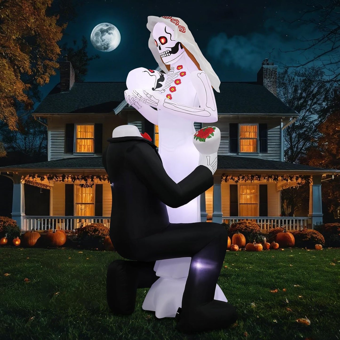 Giant 8Ft Tall Skeleton Couple Halloween Inflatables for Yard
