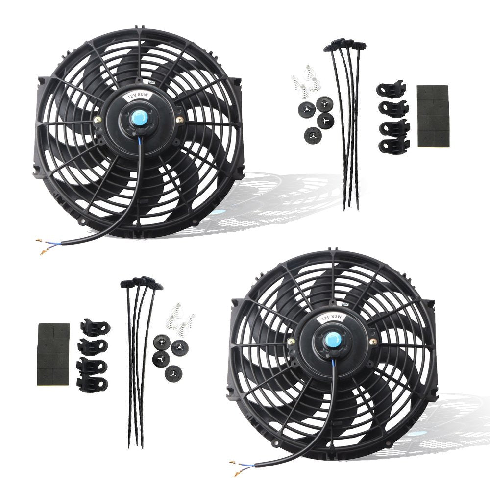MOSTPLUS Black Universal Electric Radiator Slim Fan Set of 2