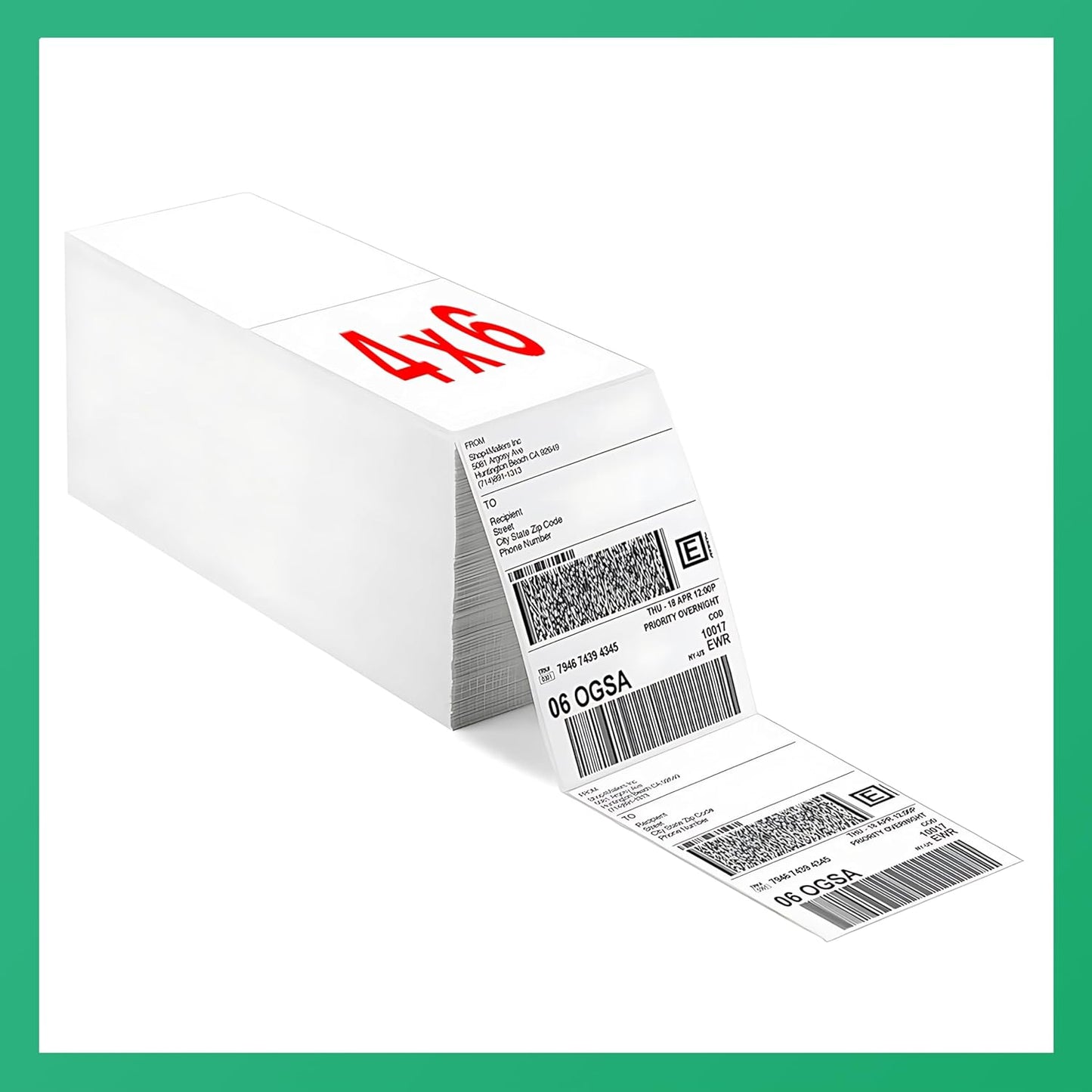 3000 Strong Adhesive Shipping Labels for Zebra, Epson, Rollo