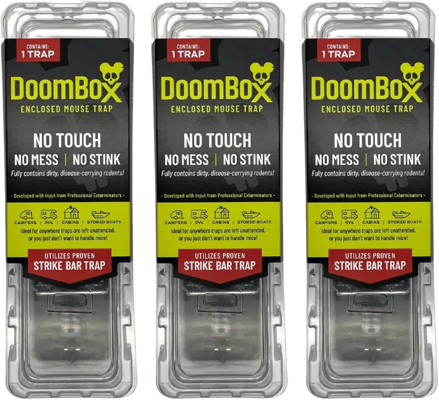 DoomBox Clear Enclosed Mouse Trap with Click-It Closure Technology