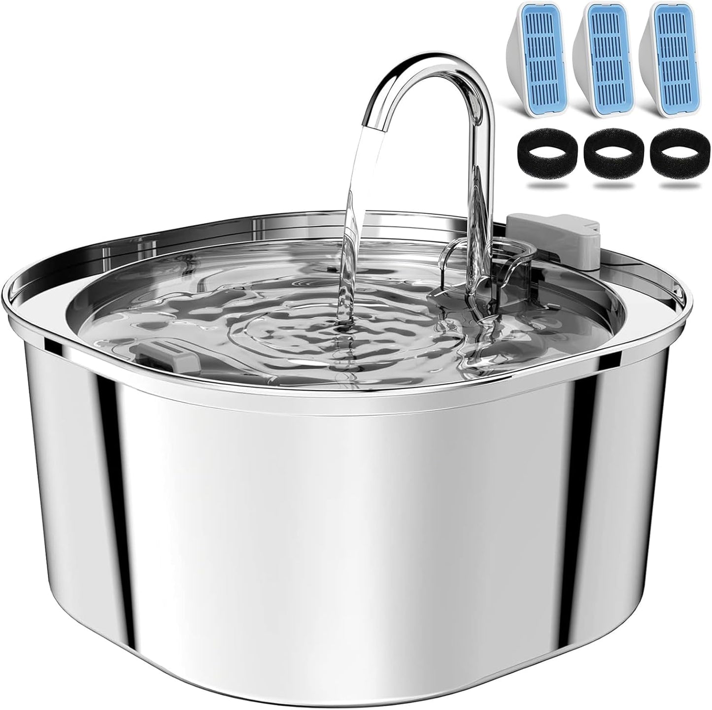 PEKTACO Cat Water Fountain: 3.2L Stainless Steel Pet Dispenser