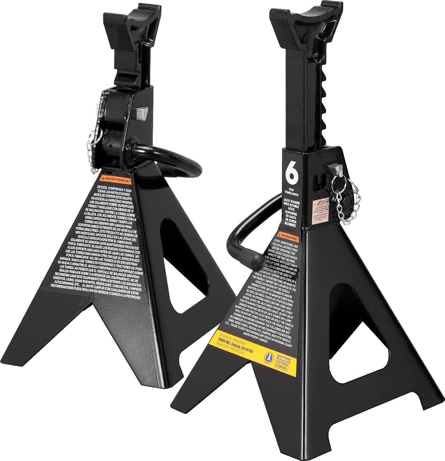 Double Locking Steel Jack Stands for Heavy Loads - 6 Ton Capacity