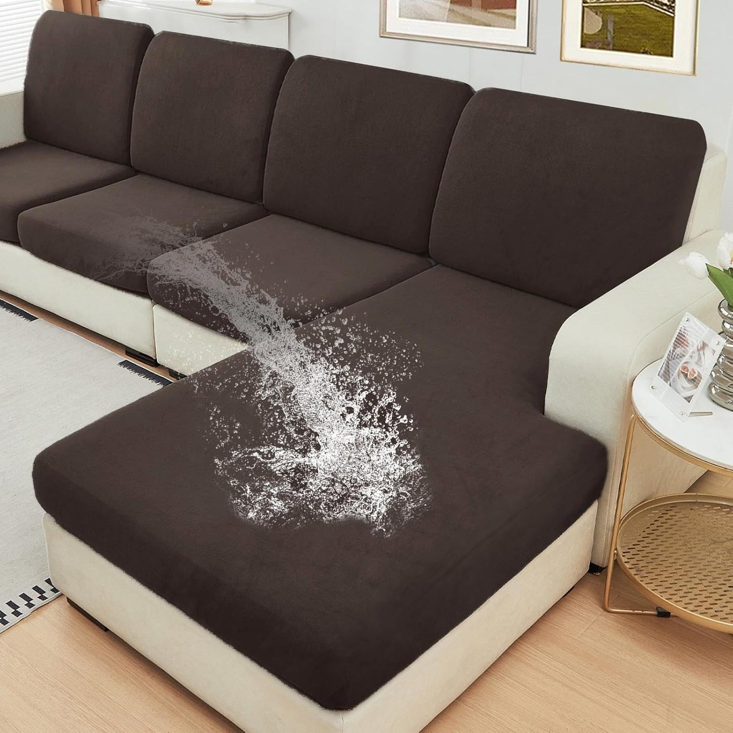 NAISI Waterproof Couch Cushion Covers for L-Shape Sectional Sofa