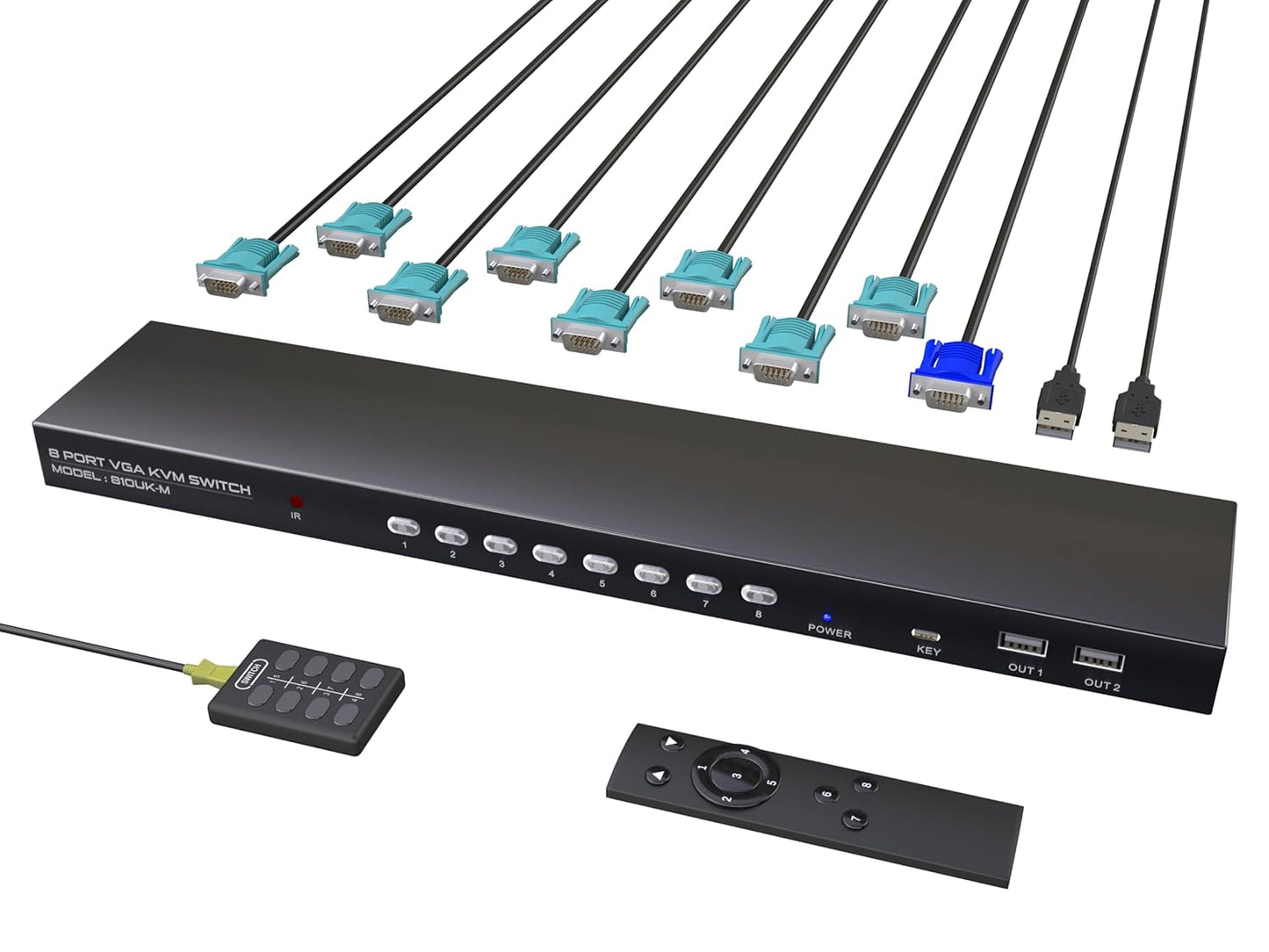 VGA KVM Switch 8 Ports - Share 8 Computers with Ease