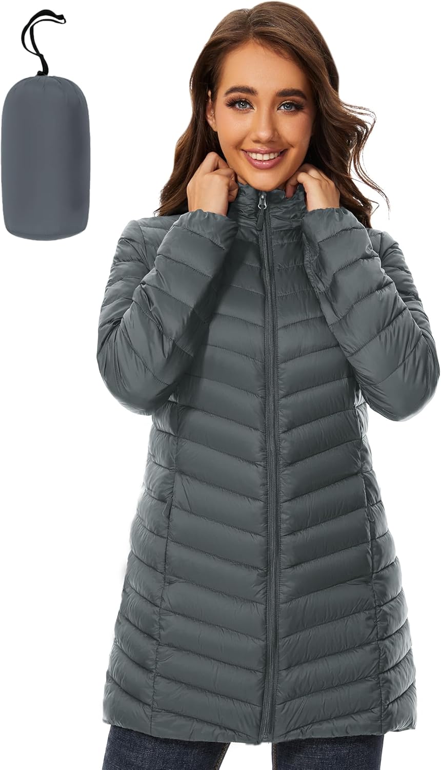 Women Puffer Jacket Hooded Lightweight Warm Packable Coat