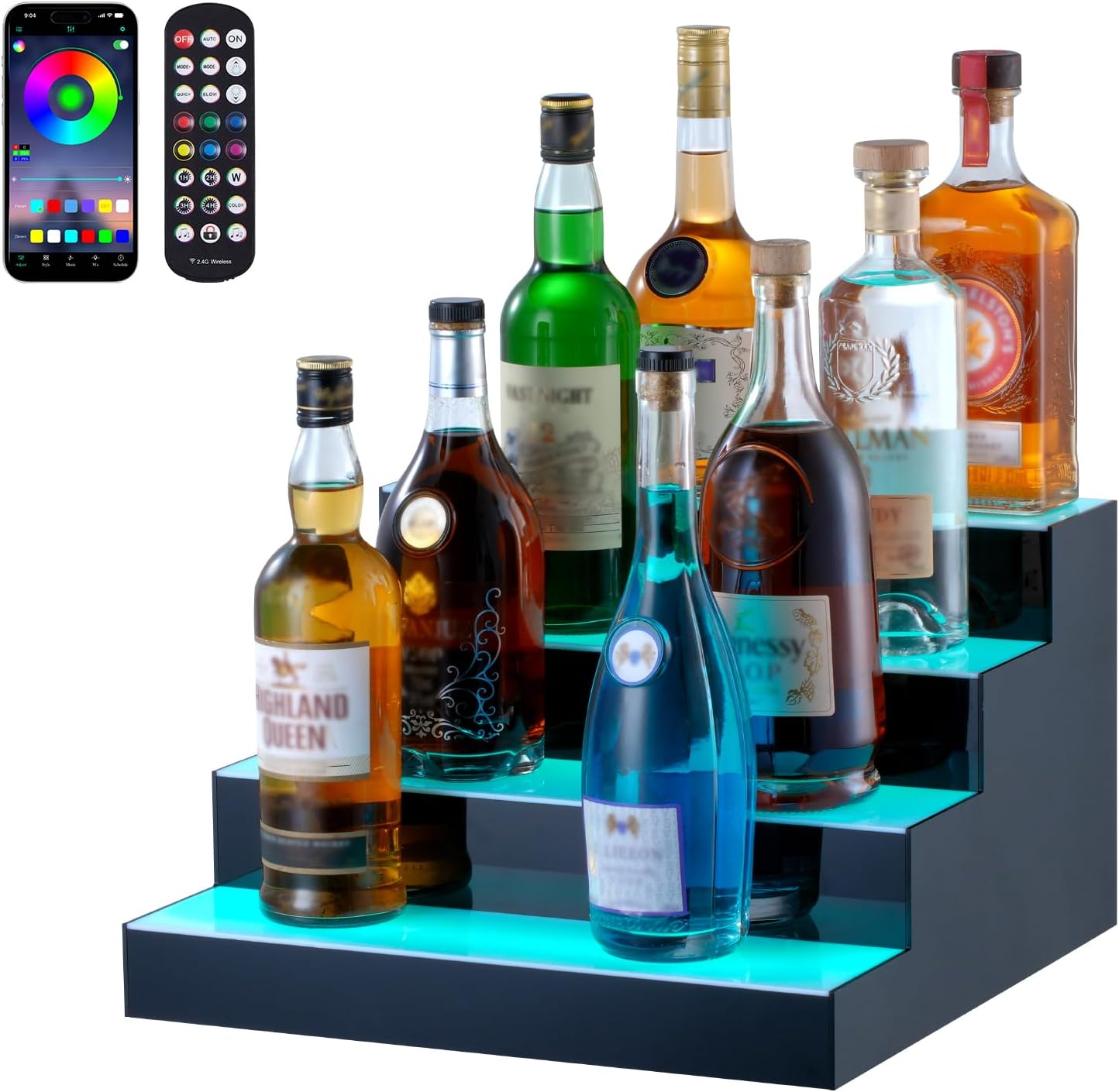 VEVOR LED Lighted Liquor Bottle Display for Home Bar Shelf
