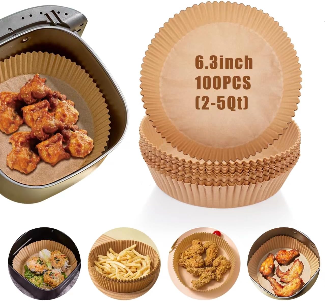 Fondpen 100 Pcs Air Fryer Liners - Easy Cleanup!