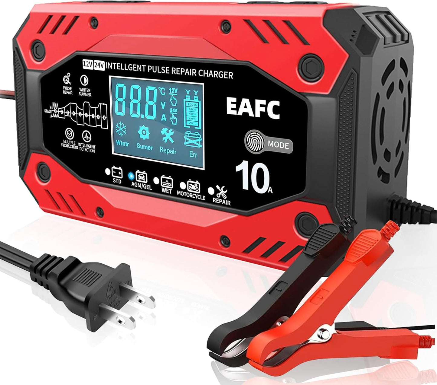 10-Amp Smart Car Battery Charger with Desulfator