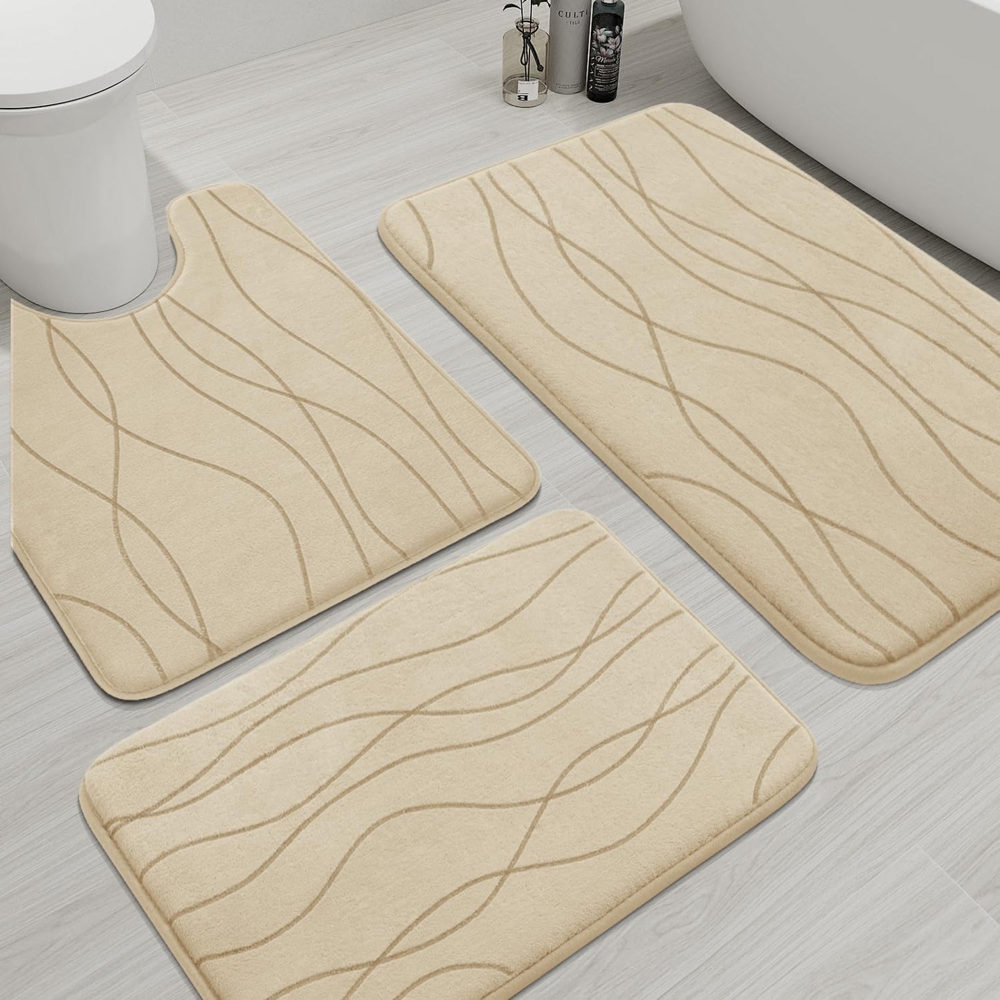 YIHOUSE Memory Foam Bathroom Rug Sets - Ultra Absorbent 3 Piece