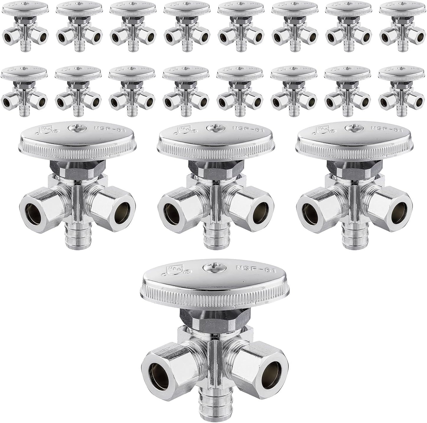 EFIELD Dual Outlet Angle Stop Valve Pack of 20 for PEX Systems