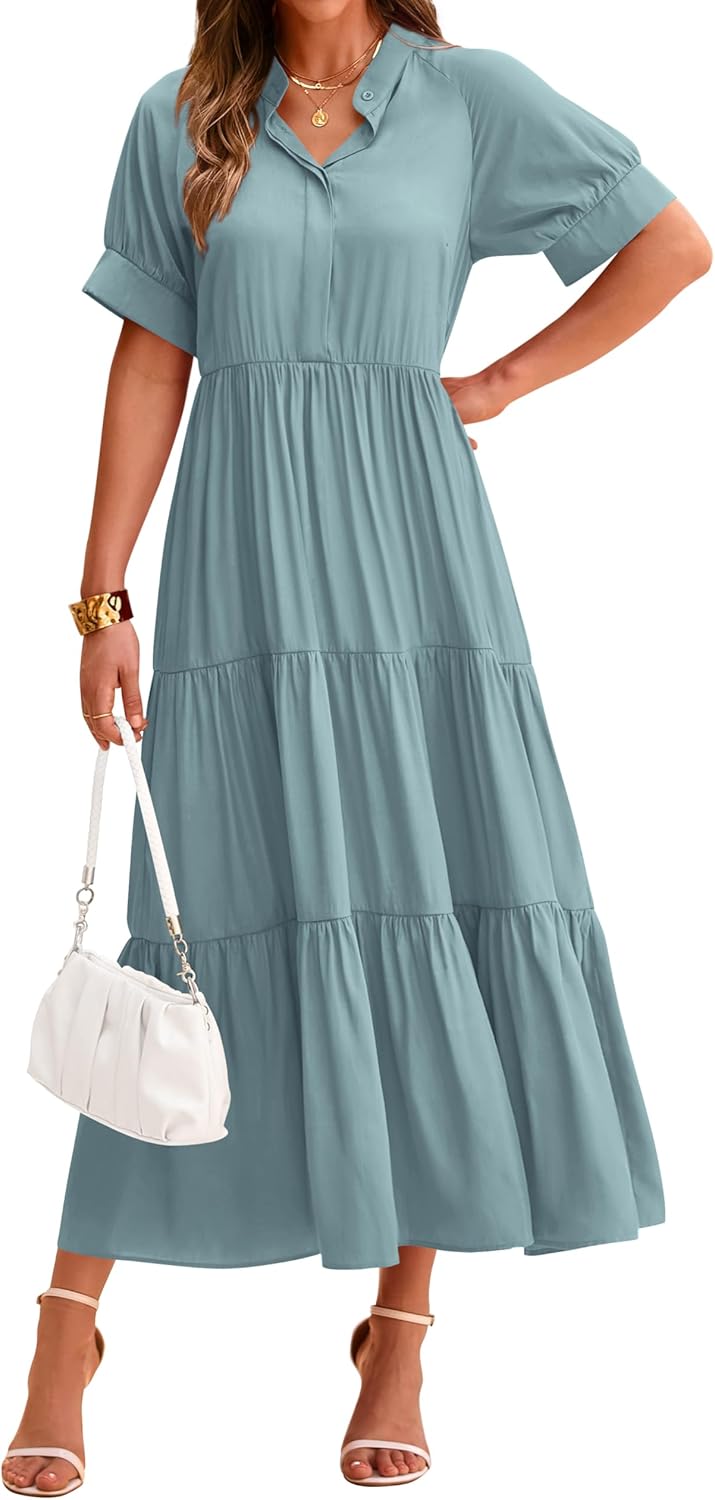 Dowerme Women's Summer Dresses 2025 Casual Short Sleeve Style