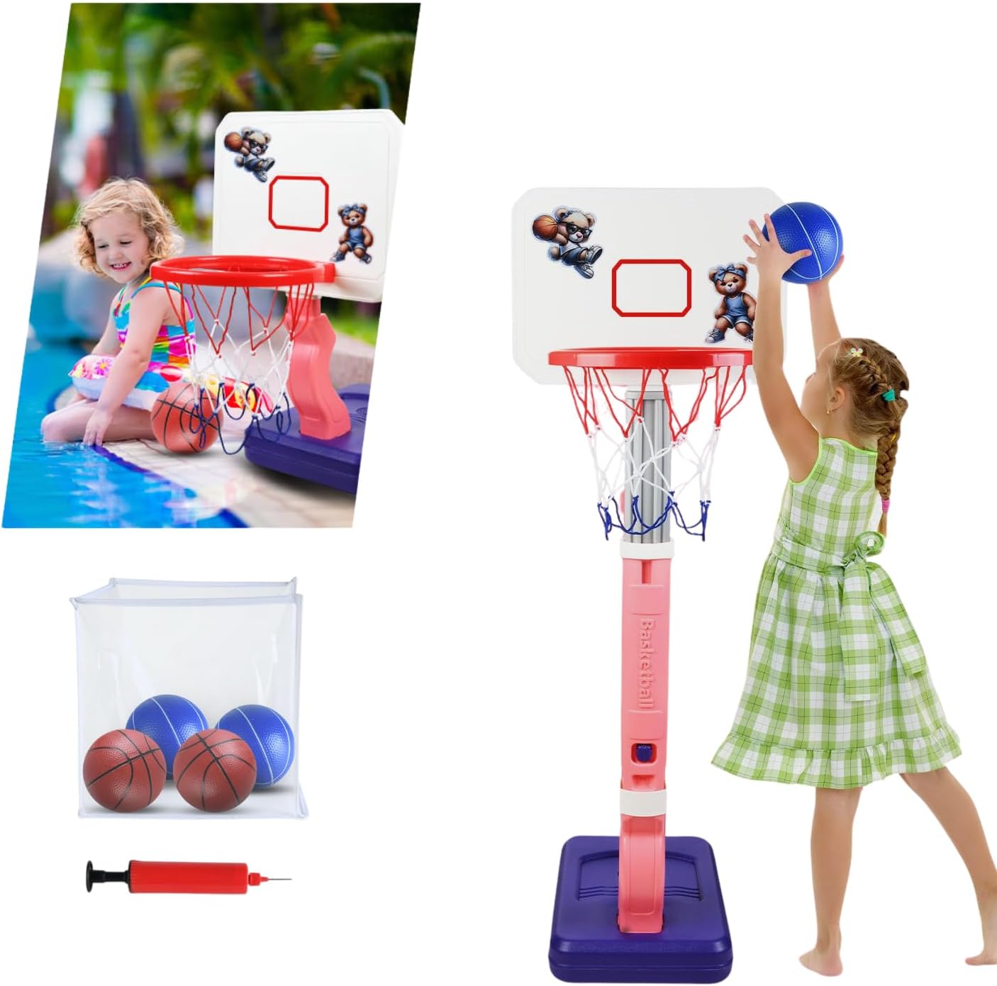 Toddler Basketball Hoop Adjustable Indoor Outdoor Fun for Kids