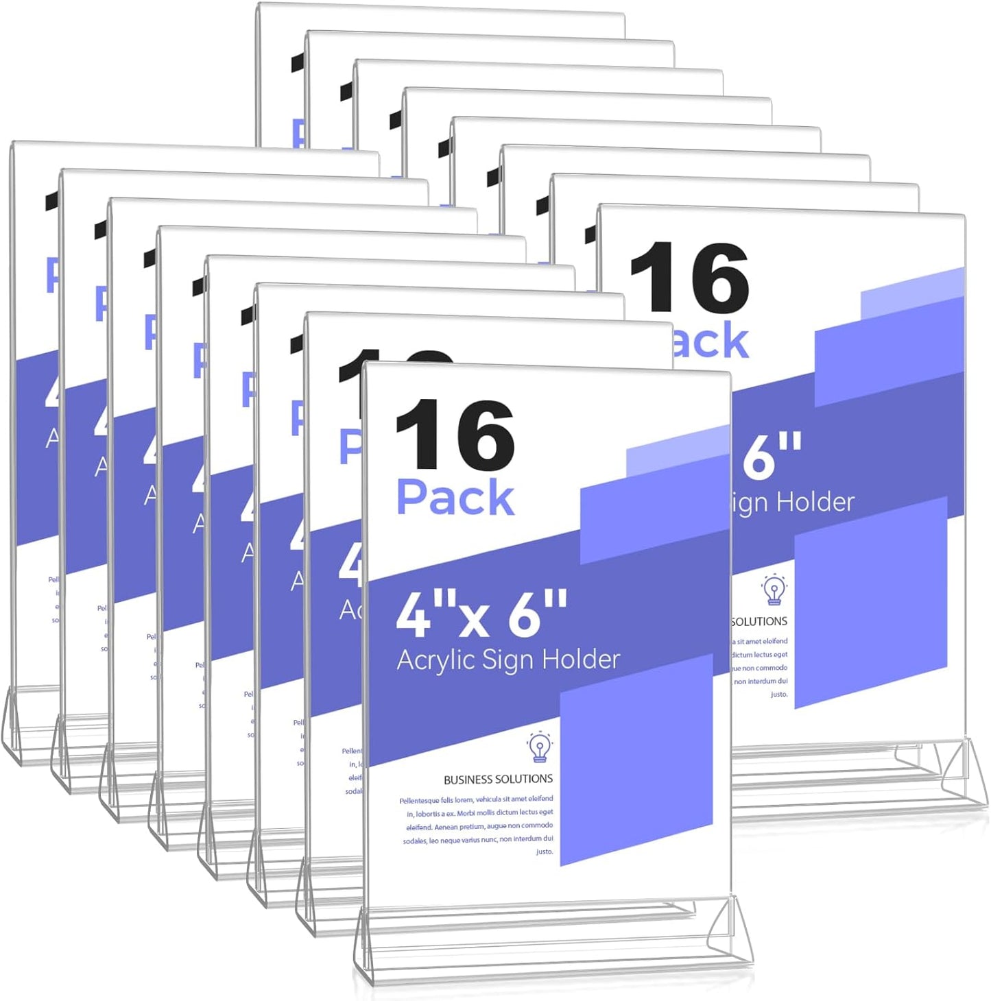 Smarpau Acrylic Sign Holder 4x6 - 16 Pack Double-Sided Display