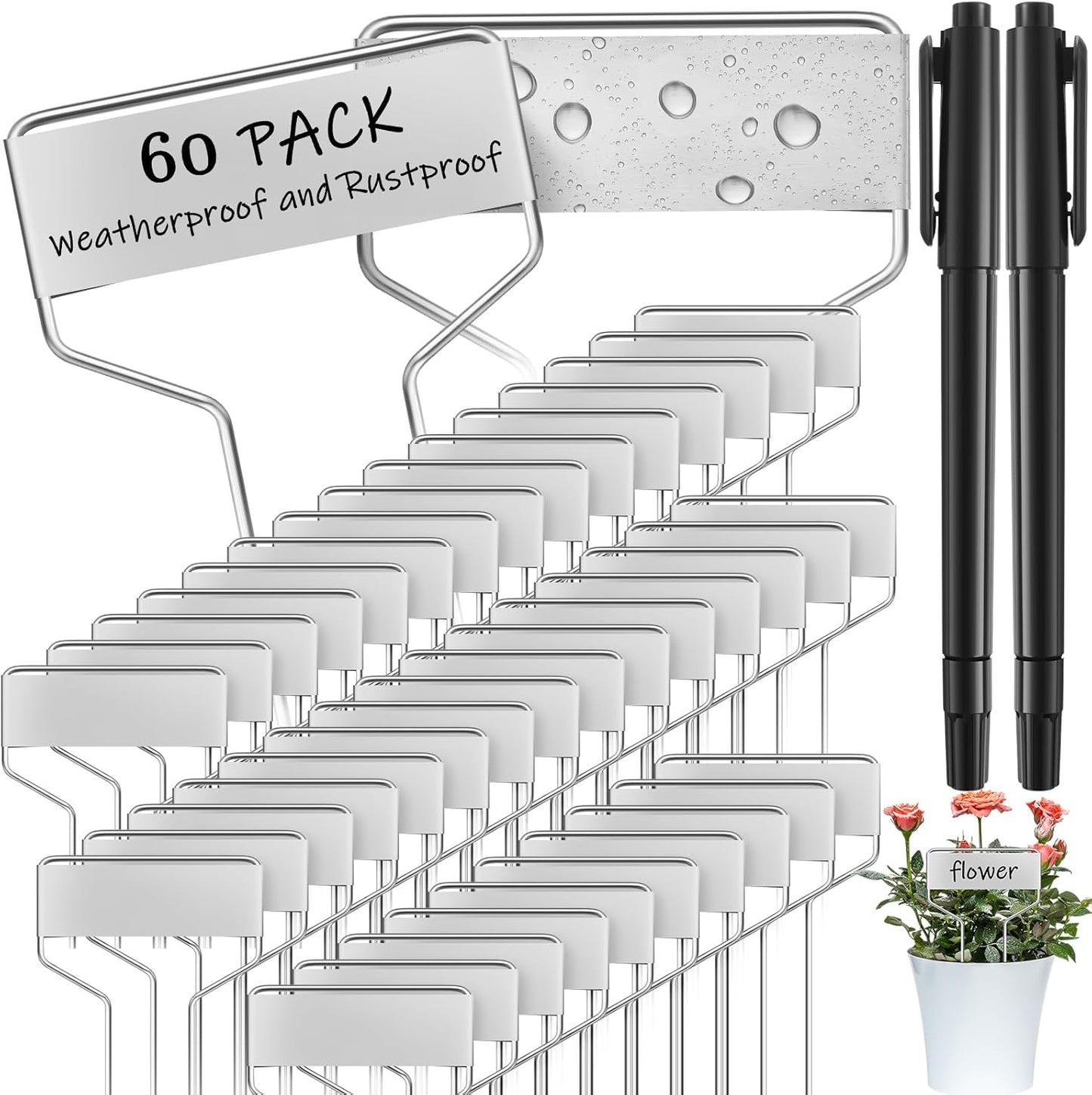 Moxweyeni 60 Pcs Metal Garden Tags for Waterproof Plant Markers
