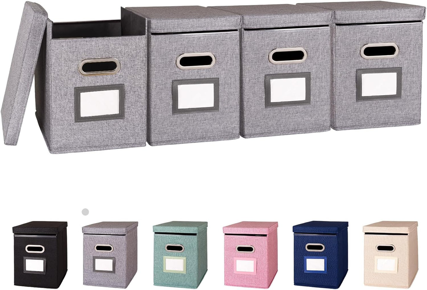 4 Pack Hanging File Folders Organizer with Lid for Easy Storage