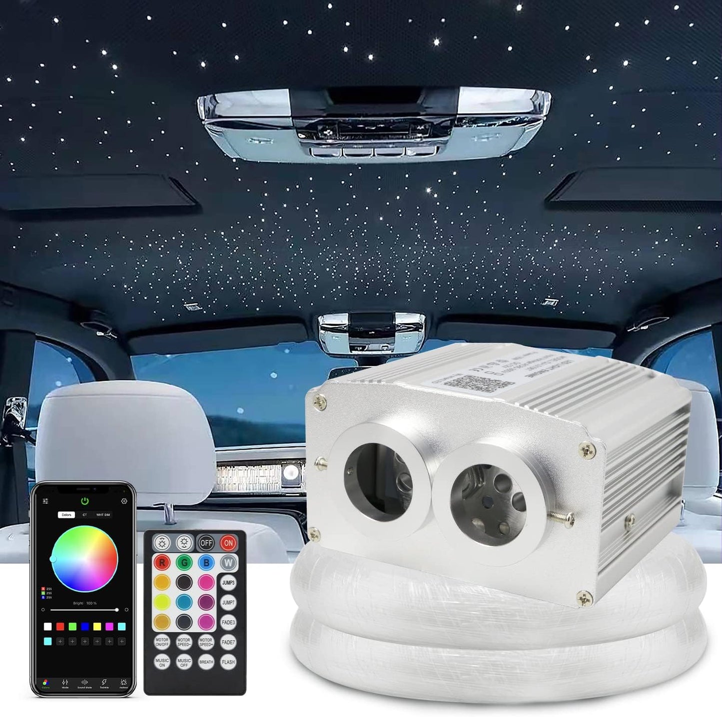 Dual Port 16W Twinkle Bluetooth Fiber Optic Lights for Home