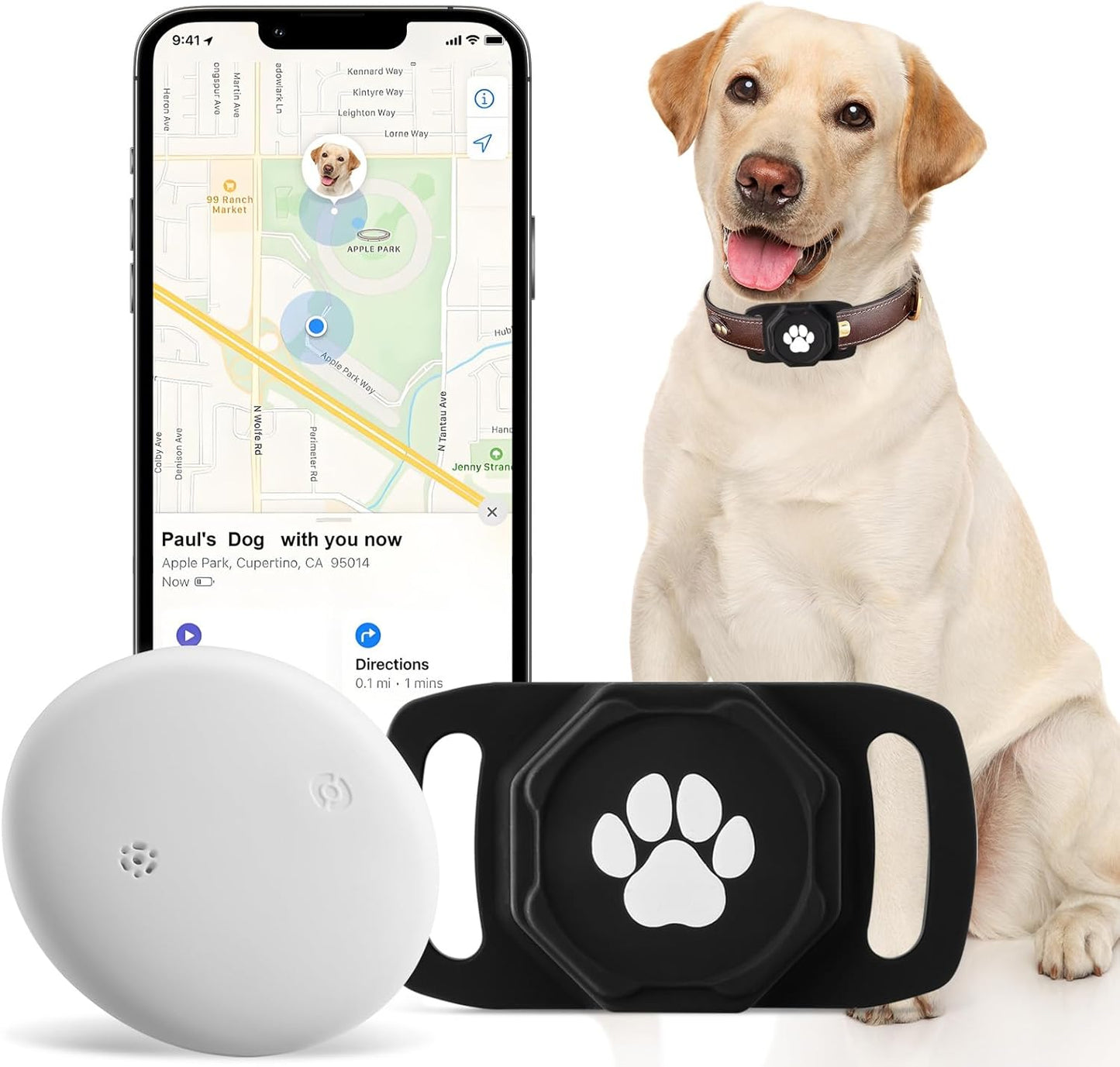 Smart Pet Tracker for Collar - No Monthly Fee Dog Tracking Device