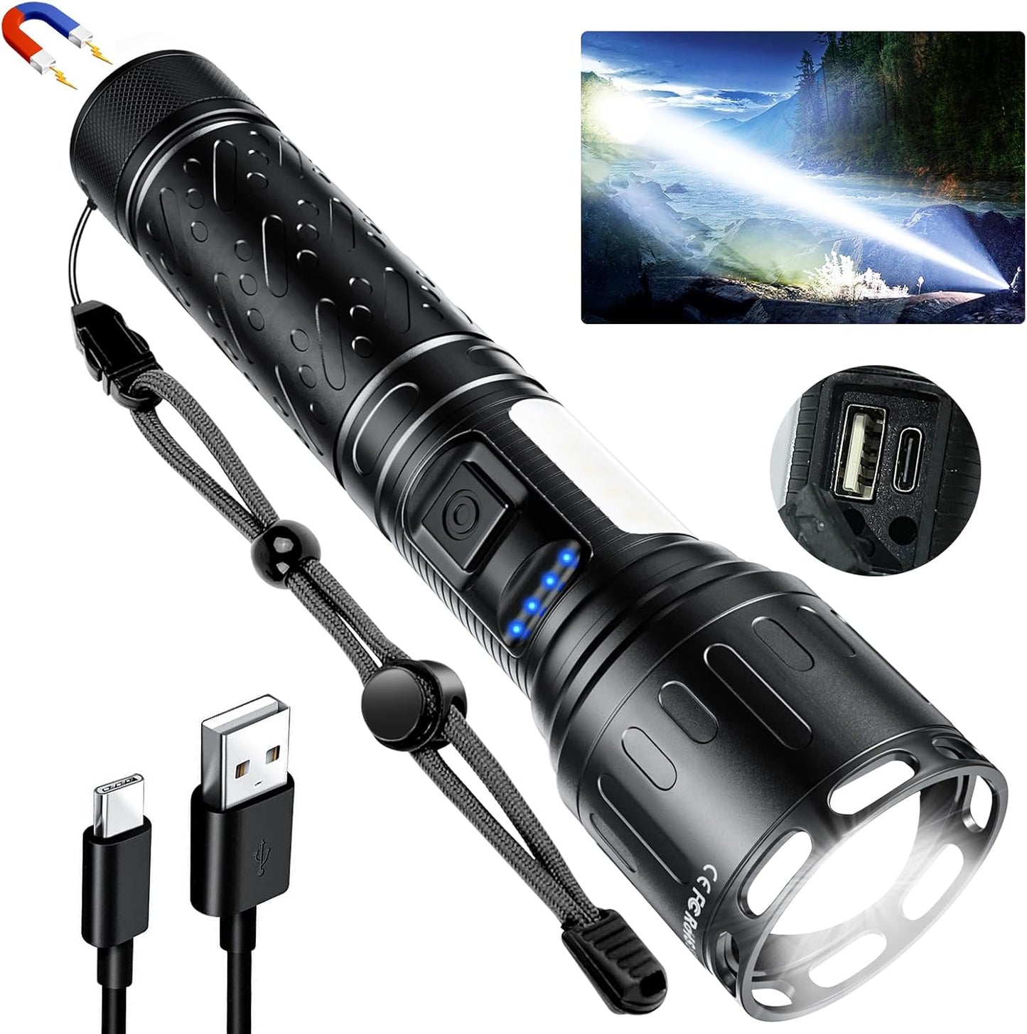 100,000LM Rechargeable Tactical Flashlight - Super Bright & Waterproof
