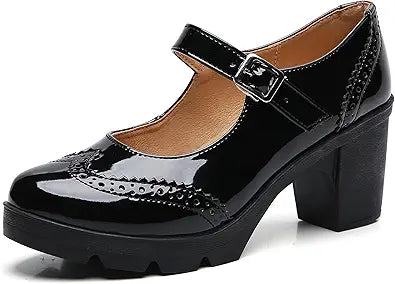DADAWEN Women's Chunky Low Block Heels Mary Jane Pumps for Comfort