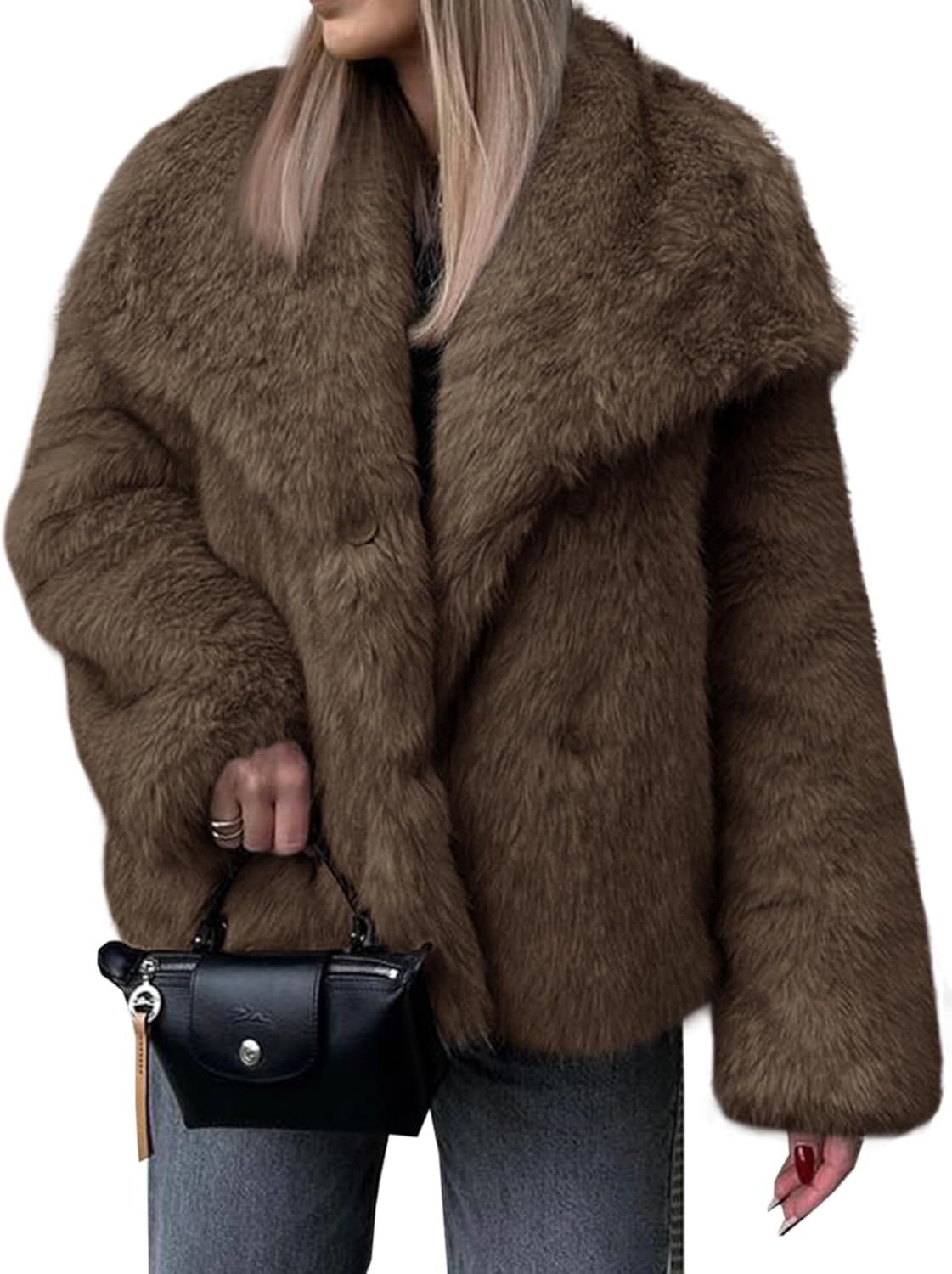 Cicy Bell Womens Faux Fur Coat for Winter Casual Style