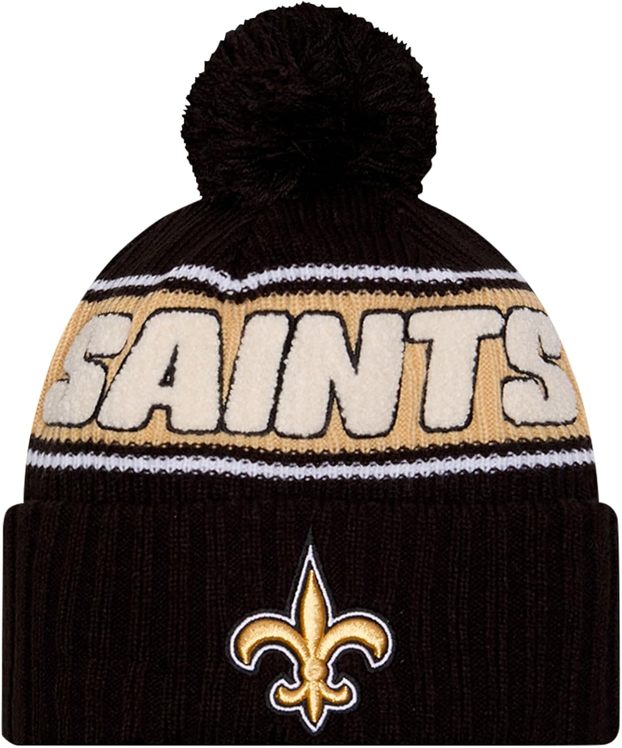 NFL Official Sideline Team Logo Sherpa Striped Pom Beanie