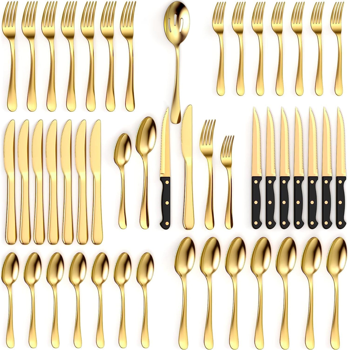 Tribal Cooking 49 Piece Gold Silverware Set for Elegant Dining