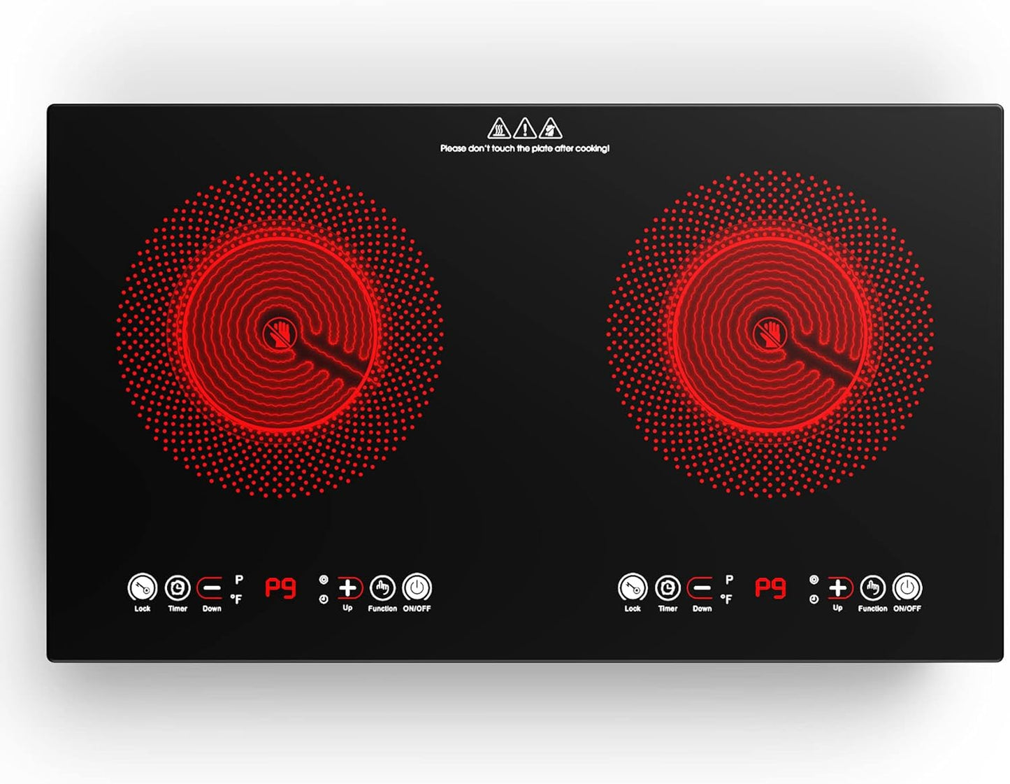 VBGK Electric Cooktop 24 inch 2 Burner with Timer and Lock