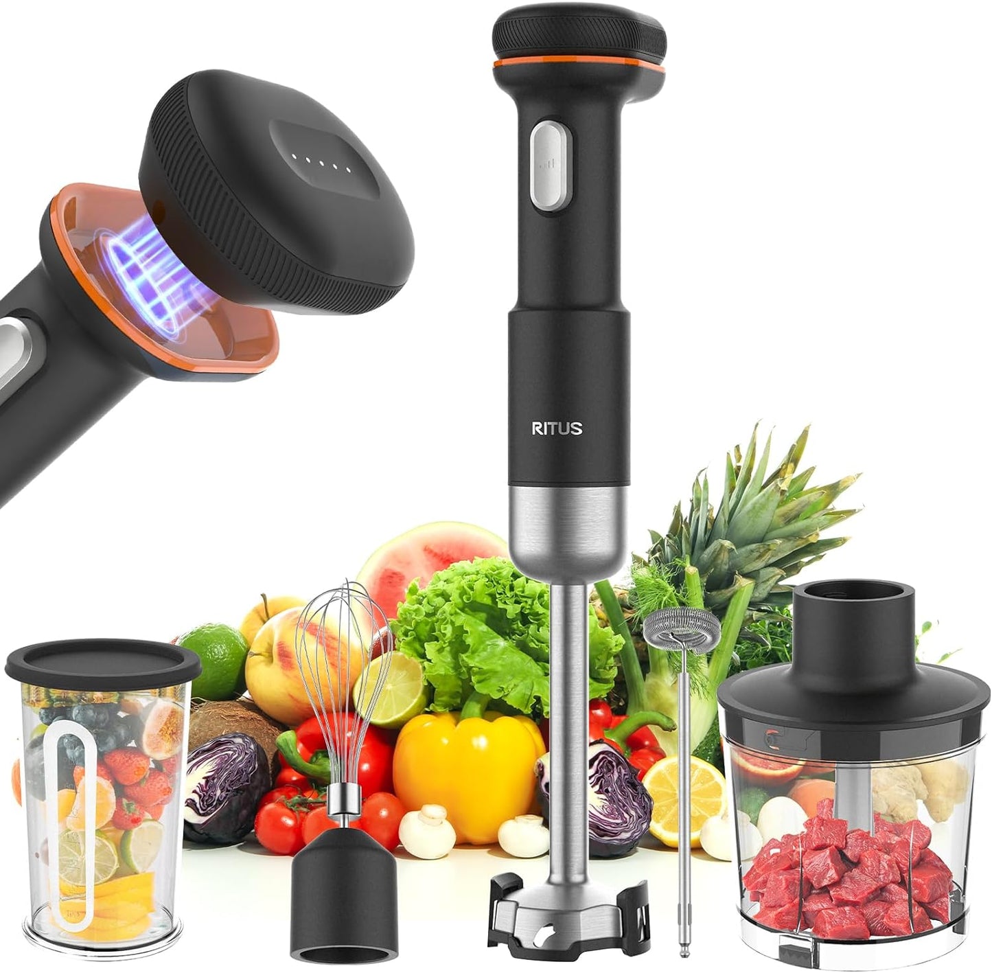 RITUS 5-in-1 Cordless Hand Blender - Powerful 13000RPM Speed