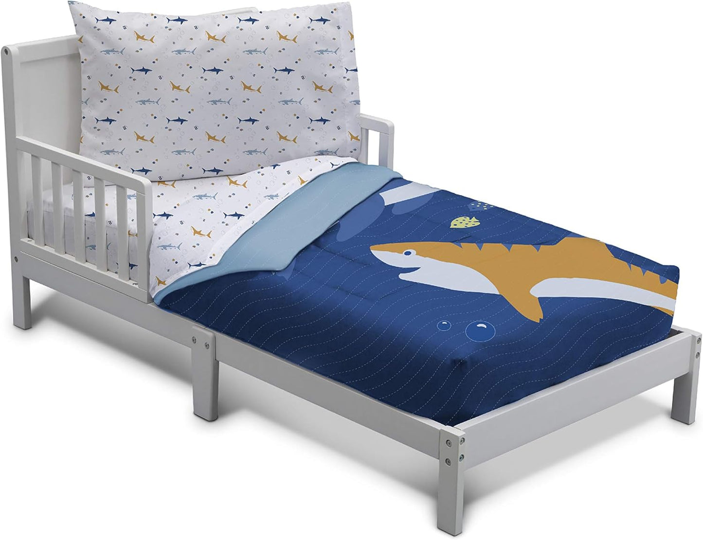 Delta Children 4 Piece Toddler Bedding Set - Blue Shark Design