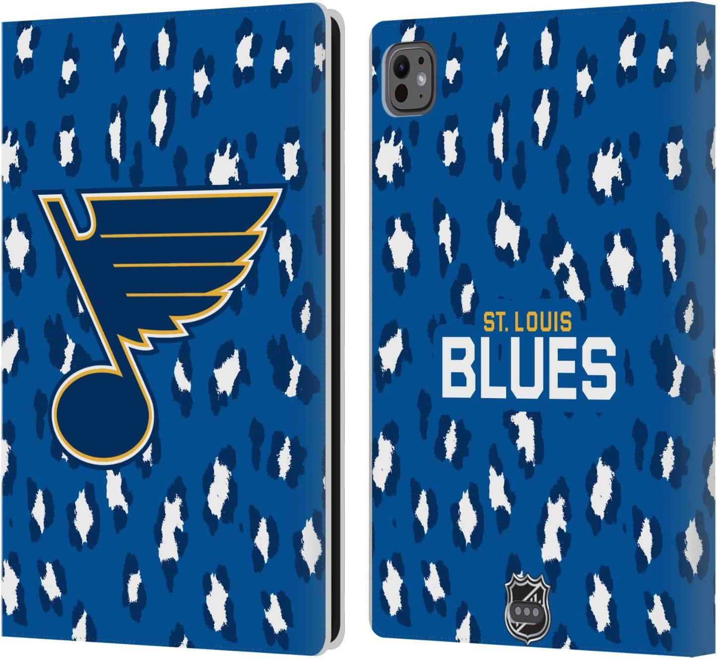 NHL Leopard Pattern St Louis Blues Leather Wallet Case for iPad Pro