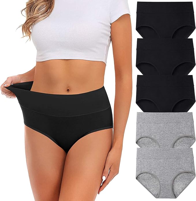 Womens Underwear Cotton Mid Waist No Muffin Top Full Coverage Briefs
