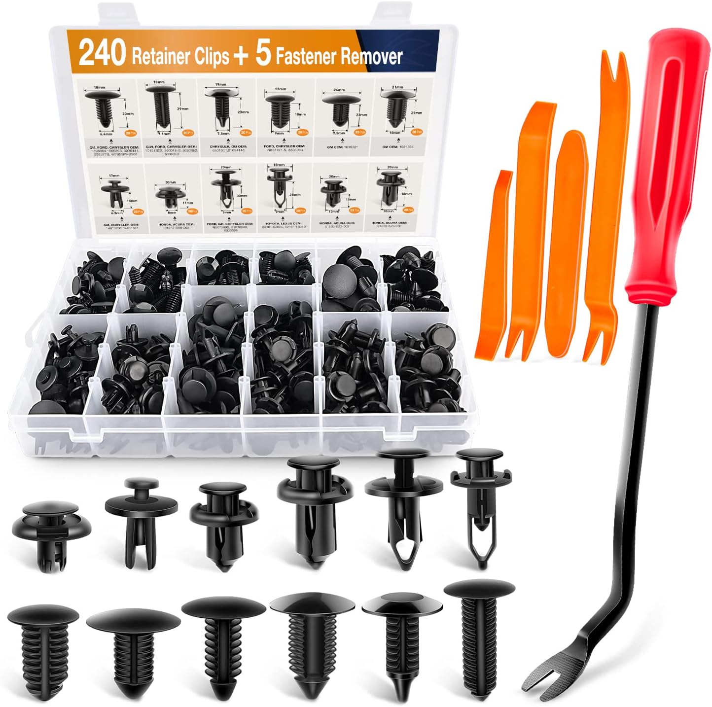 GOOACC Auto Fastener Kit - 240PCS Bumper Clips