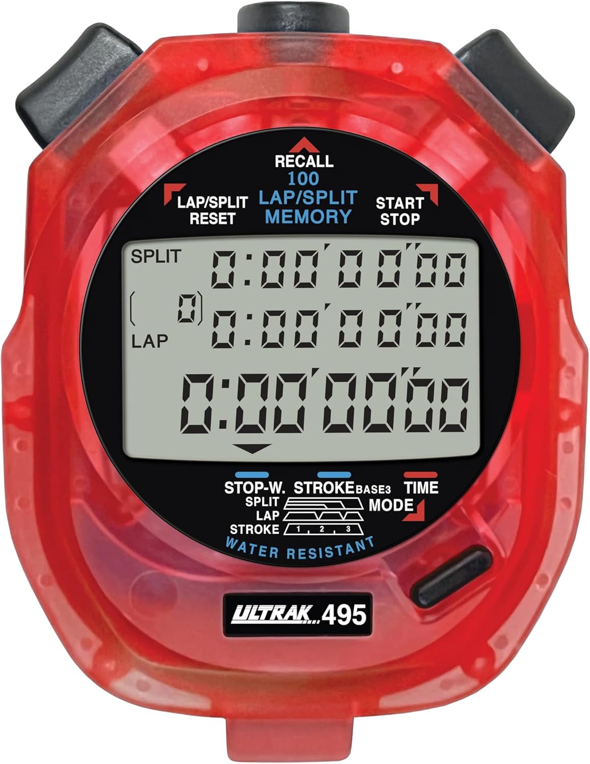 ULTRAK 495 Stopwatch Red Professional 100-Lap Digital Timer