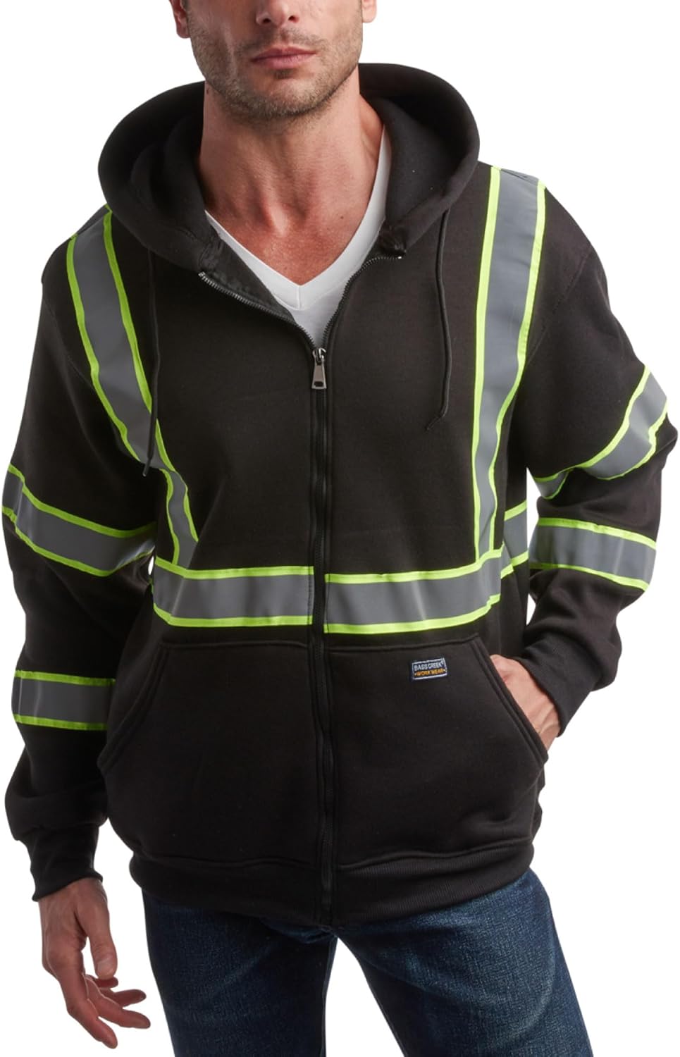 High Visibility Fleece Zip Up Hoodie for Men - Safety Workwear