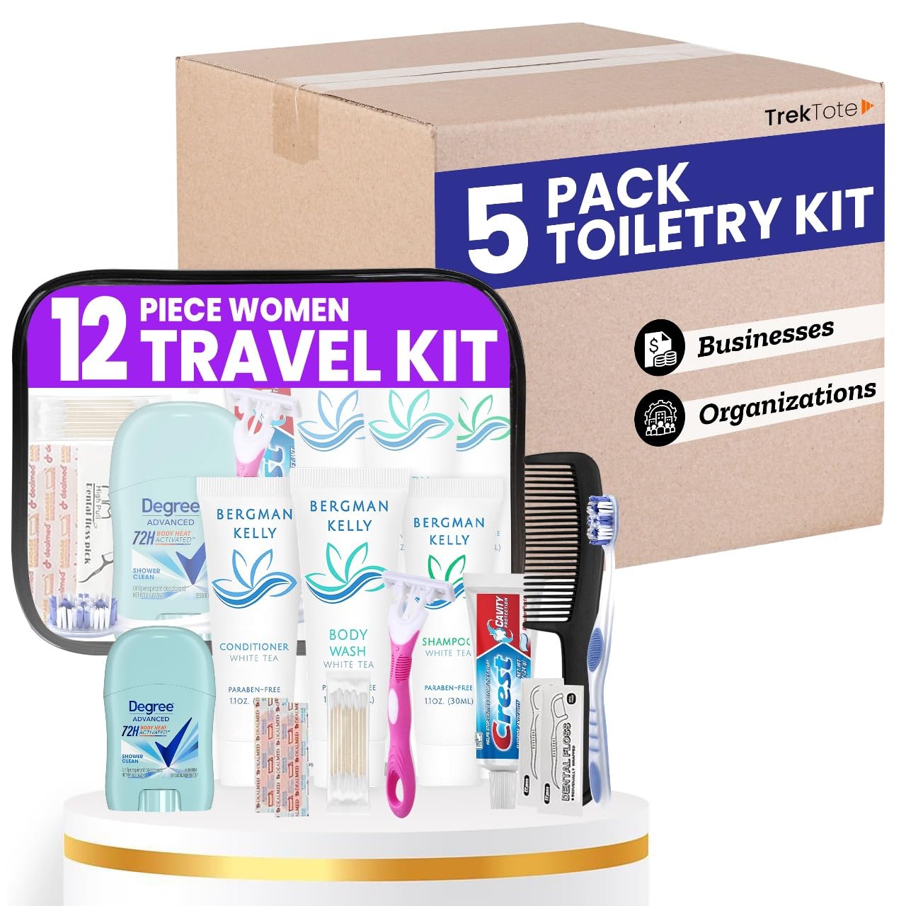 Trektote Travel Toiletry Kit for Women - 5 Pack Essentials