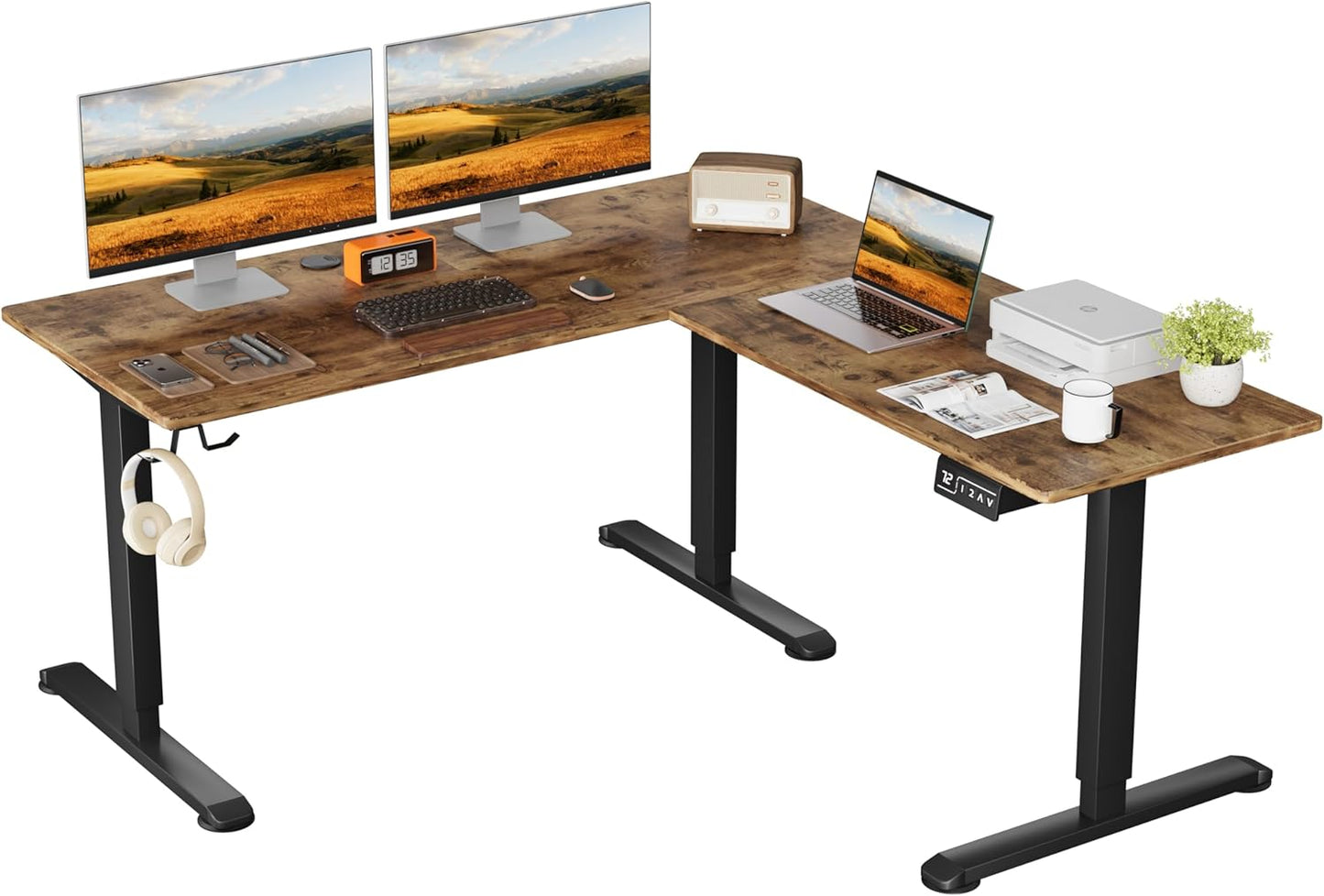 Shahoo L-Shaped Electric Standing Desk - Height Adjustable Corner Table
