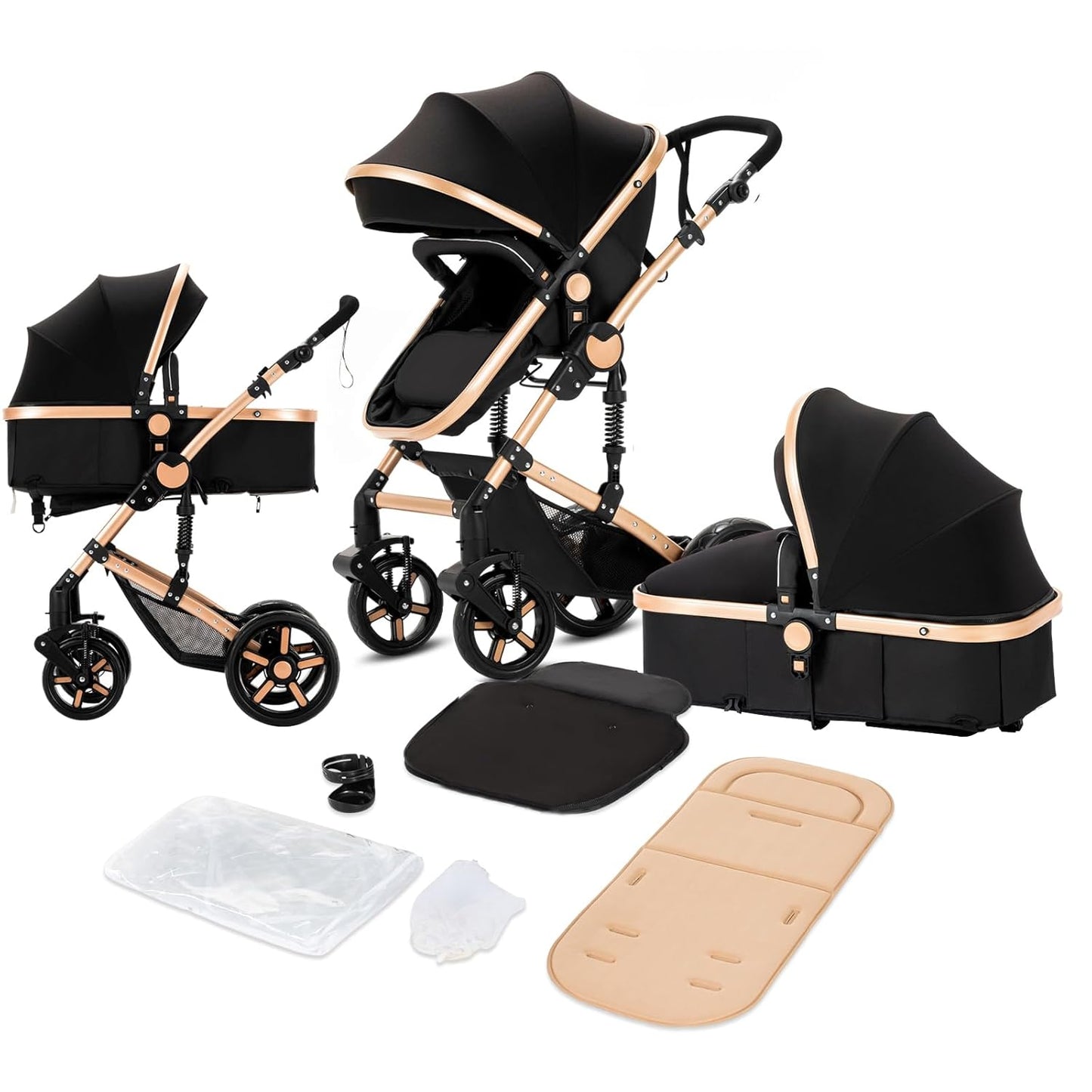 2 in 1 Baby Stroller Reversible Newborn Foldable Pram for Infants