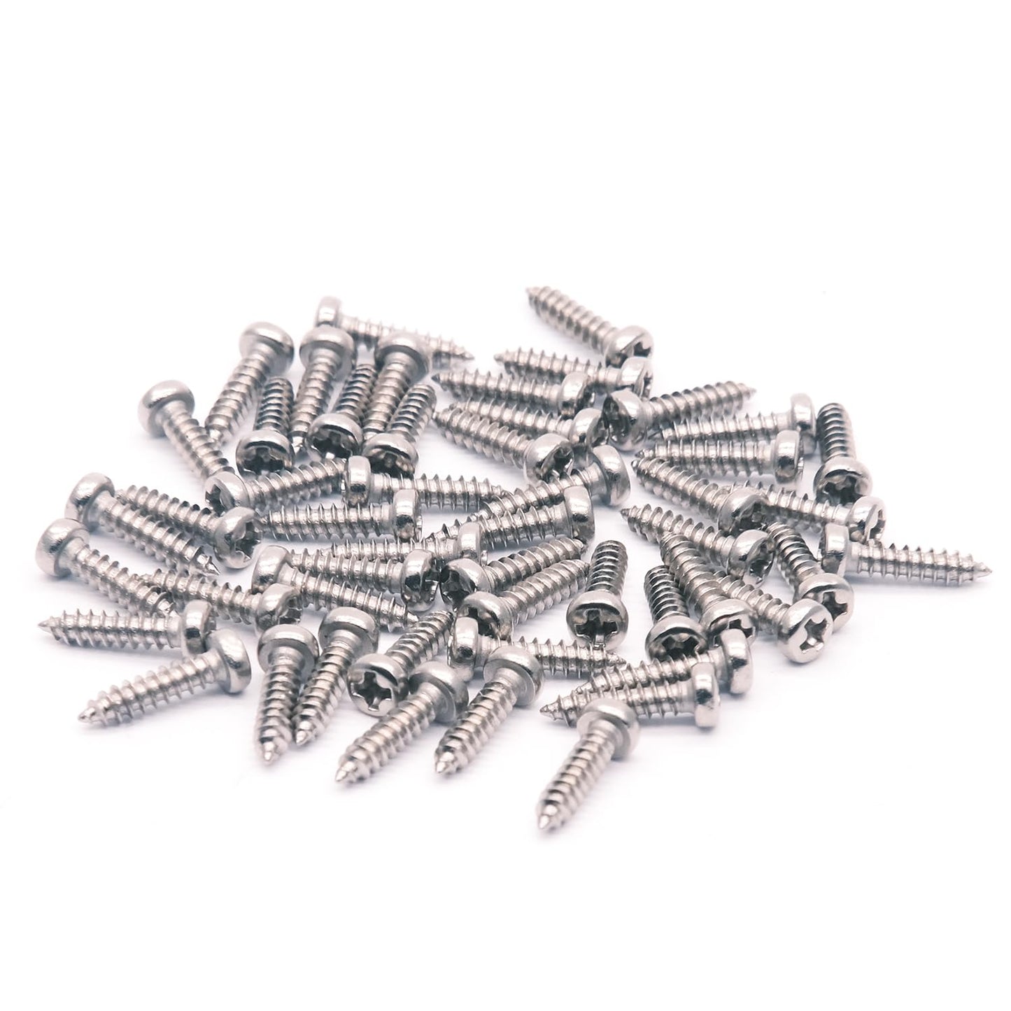 Chrome Guitar Tuning Peg Mounting Screws - 50 Pack