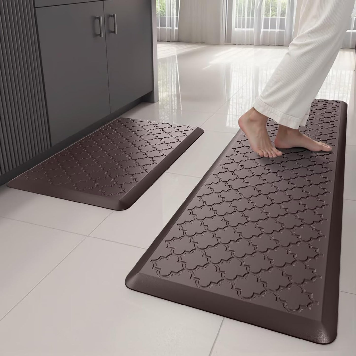 Kitchen Mats for Floor - Anti Fatigue Cushioned Rugs Set of 2