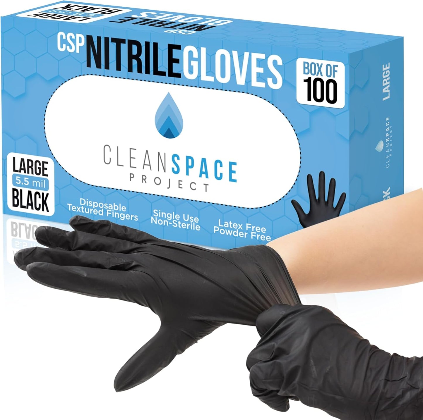 5.5 Mil Heavy Duty Black Nitrile Gloves - Powder Free
