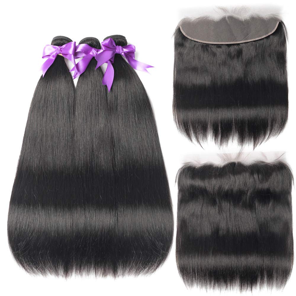 Brazilian Straight Hair Bundles with Frontal Closure for Glam