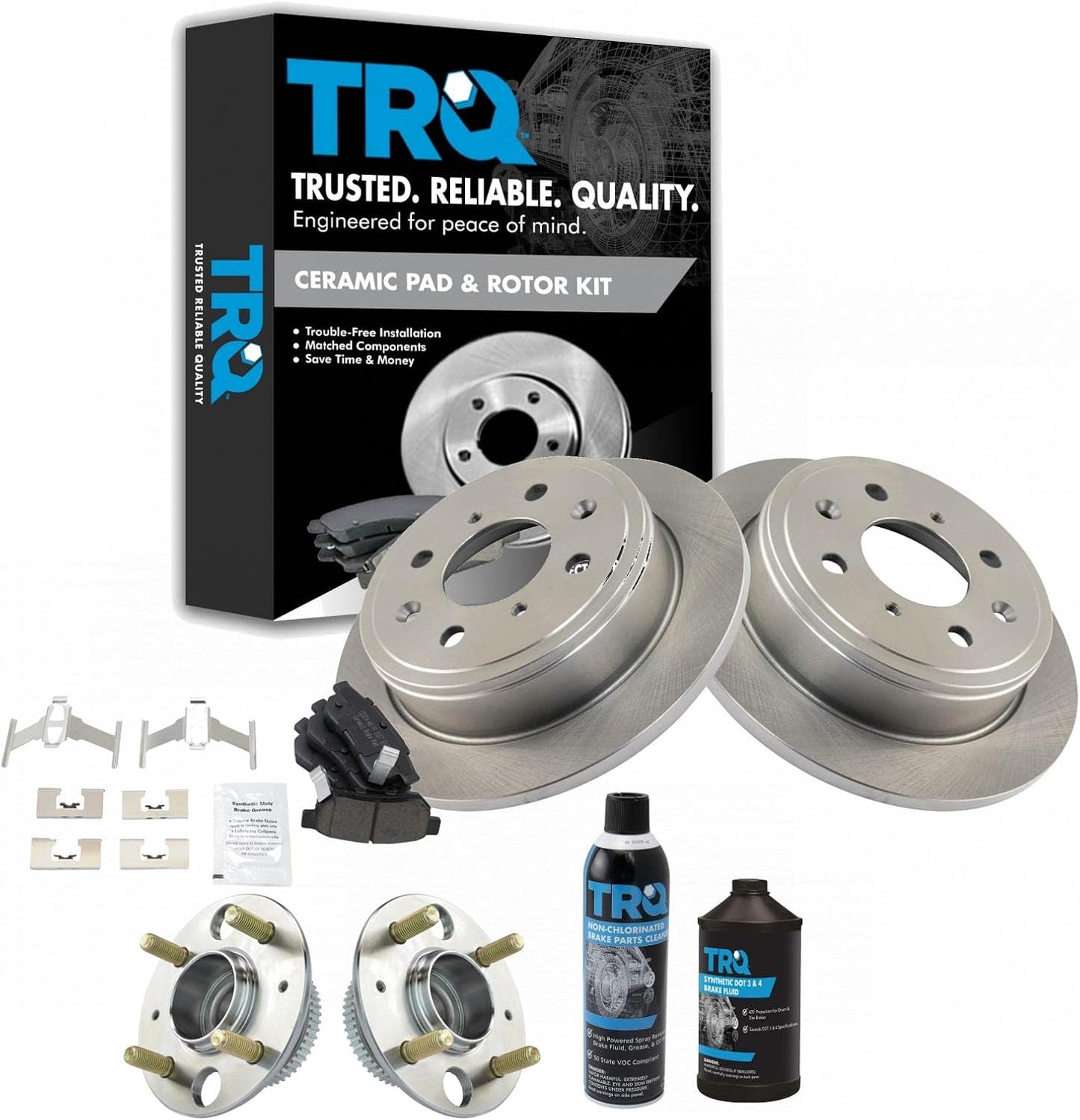 TRQ Rear Brake Pad & Rotor Kit for Acura Integra & Honda Civic