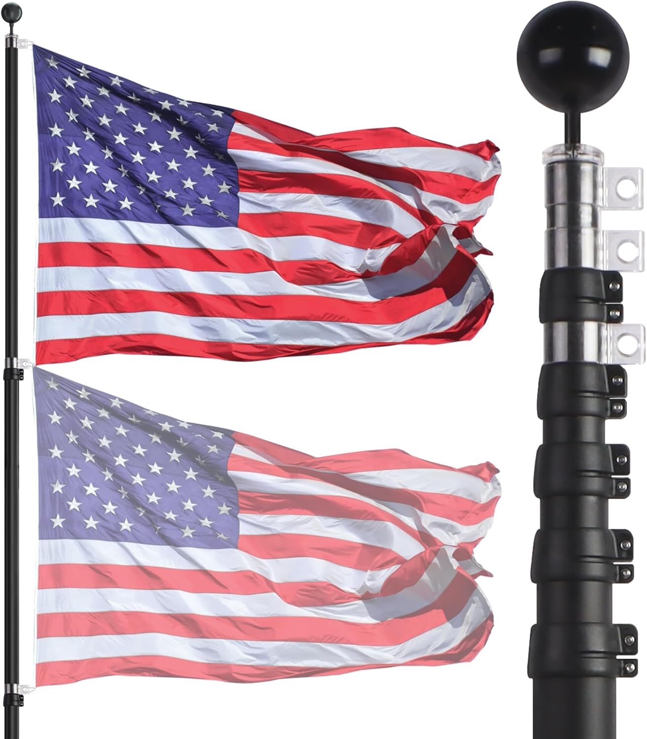 NELXINJO 20ft Telescopic Flag Pole for Outdoor Use