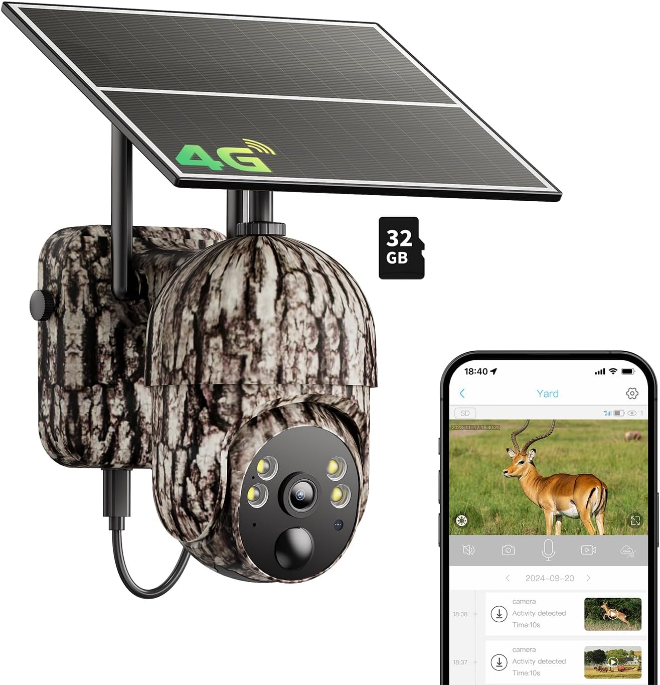 ELYSOO 4G LTE Game Camera: Solar Powered, 360 View