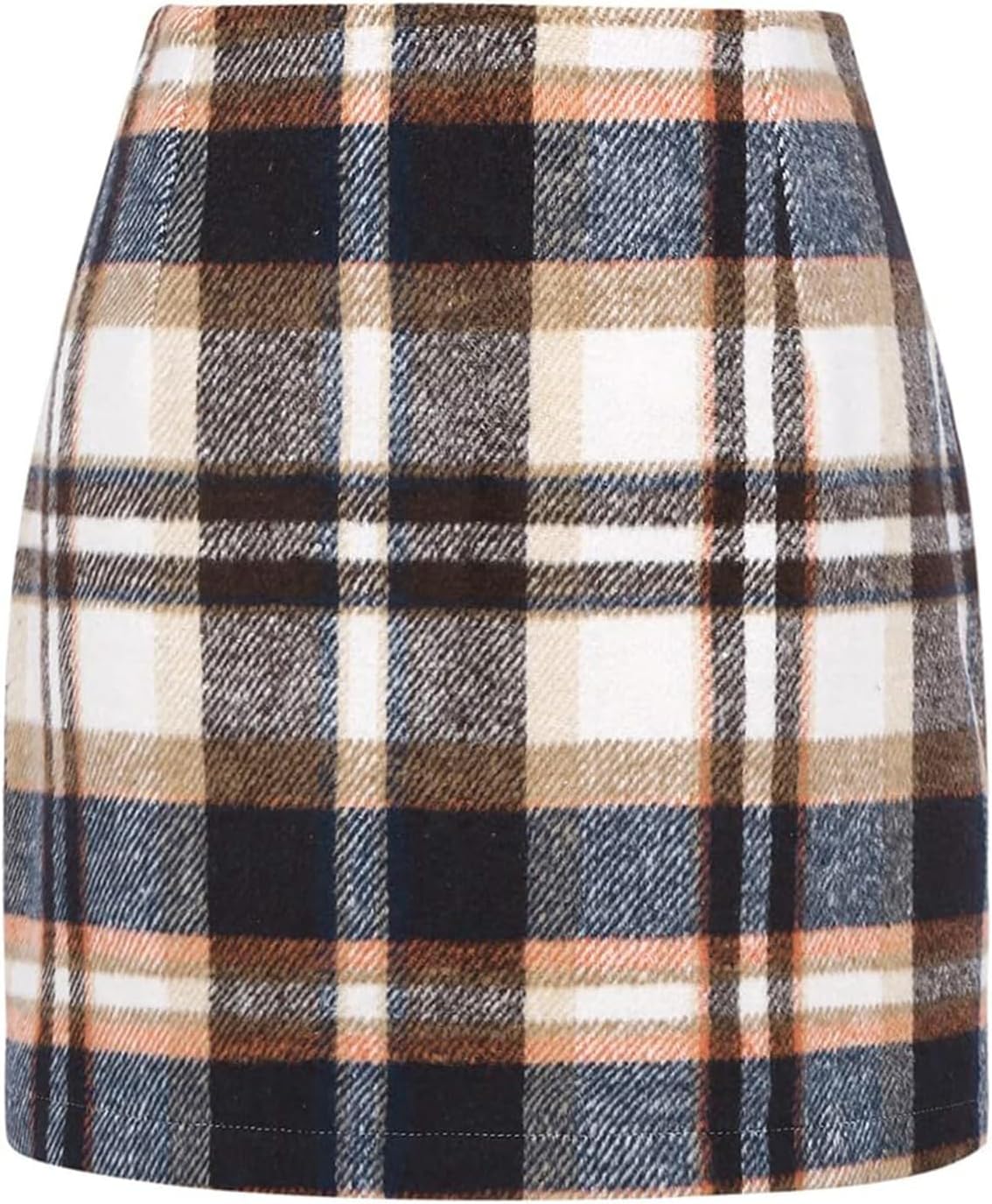 onlypuff Fall Plaid Skirts for Women High Waist Bodycon Mini